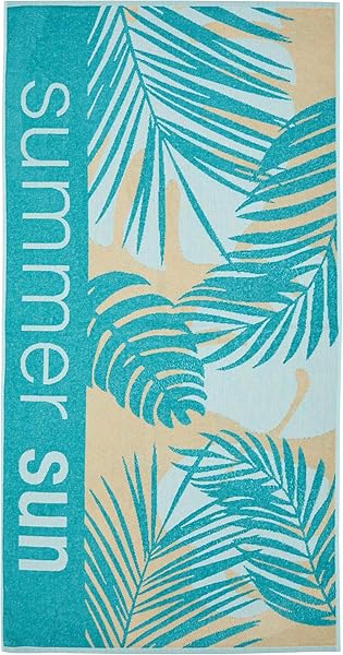 DeFacto Kadın Yaprak Baskılı Plaj Havlusu, Yeşil, Tek Beden