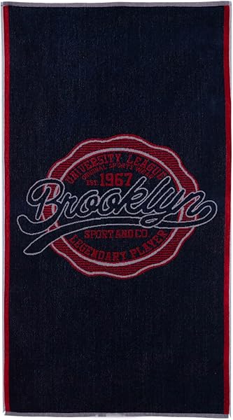 DeFacto Erkek Erkek Yazı Desenli Pamuklu Plaj Havlusu, Lacivert, Standard