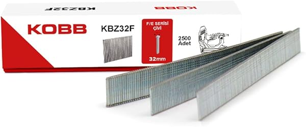 KOBB KBZ32F 32mm 2500 Adet F/E/J/8 Serisi Ağır Hizmet Tipi Kesik Başlı Çivi, Gri