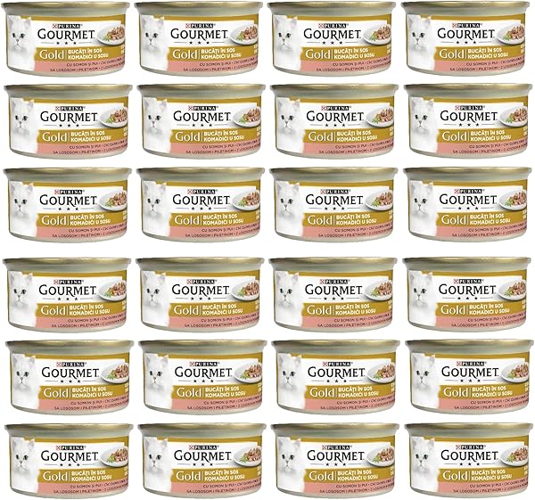 Gourmet Gold Parça Etli Soslu Somonlu ve Tavuklu Kedi Konservesi 85 Gr x 24 Adet