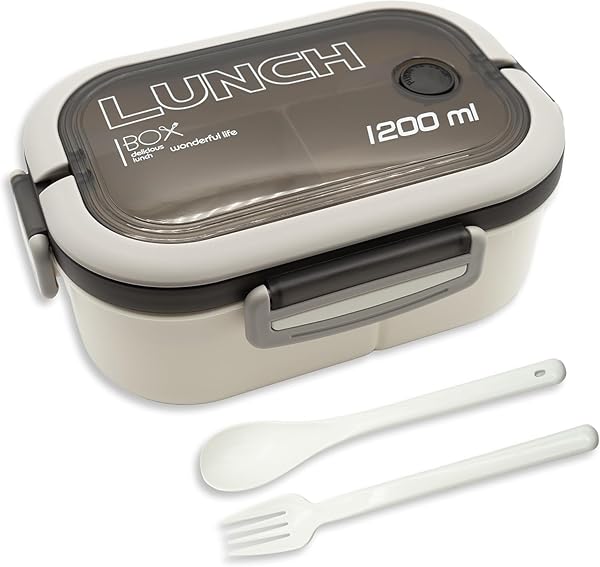 Busstier 1200 ml 2 Katlı 6 Bölmeli BPA'sız PP Plastik Sefer Tası ve Beslenme Çantası - Hava Kilitli Bento Lunch Box, Çatal ve
