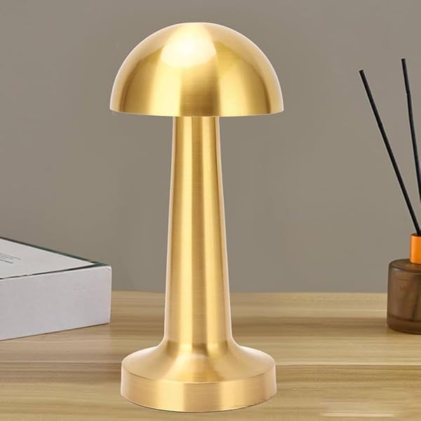 Amber LED Şarj Edilebilir Taşınabilir Masa Lambası - Dokunmatik Aç/Kapa ve Parlaklık Ayarı, 3 Renk Seçeneği (Gold, Lotus)