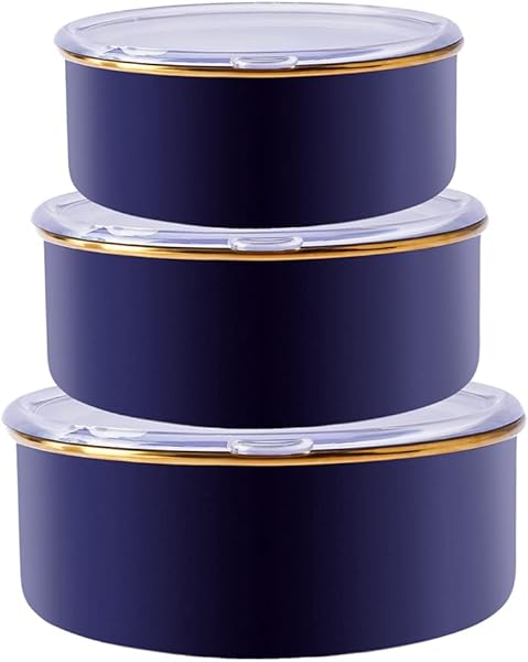 Karaca Piraye Emaye 3'lü Saklama Kabı Lacivert