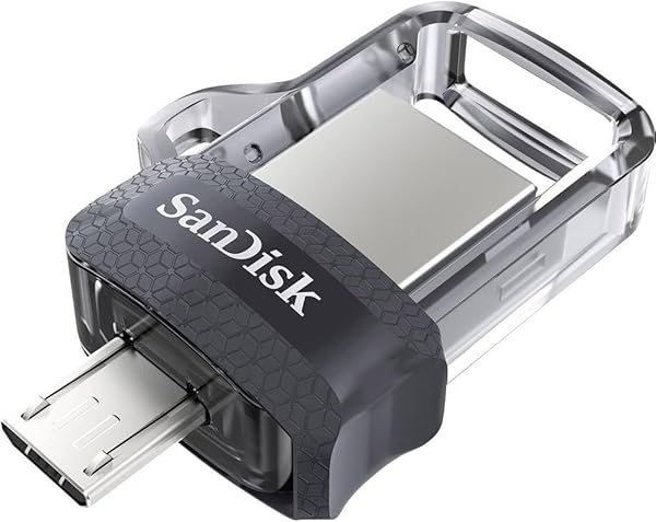 SanDisk Ultra Çift USB Sürücü m3.0 USB Mikro Bağlantı Noktası, Akıllı Telefon Belleği 128 GB (Mobil Depolama, USB m3.0, Geri 