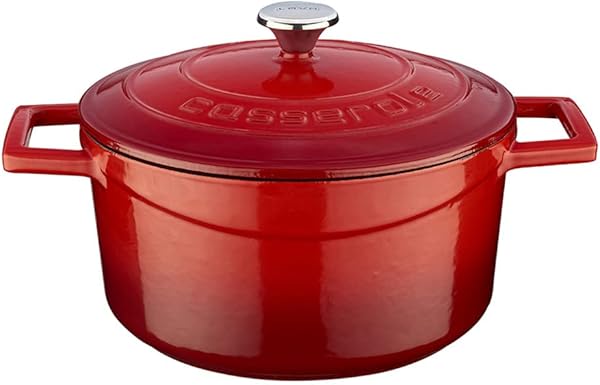 Lava Metal Döküm Yuvarlak Tencere, 22 Cm, Kırmızı