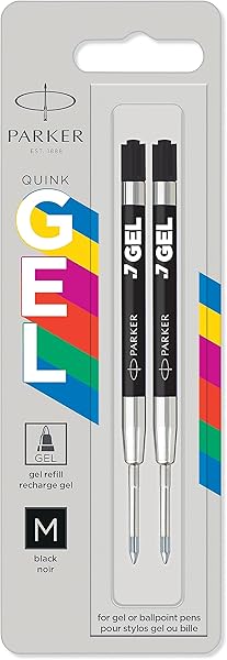 Parker Jel Kalem Refill, Plastik Gövde, 2'li Blister, M uç, Siyah