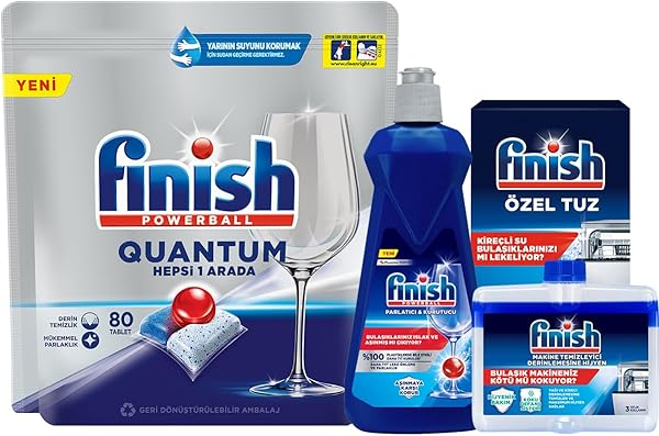 Finish Quantum 80 Kapsül Bulaşık Makinesi Deterjanı Tableti + Temizlik ve Bakım Seti