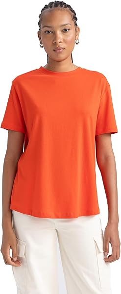 DeFacto Kadın Regular Fit Kısa Kollu %100 Pamuk Tişört