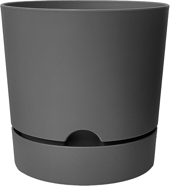 ToXA Begonya Saksı Tabaklı Drenajlı Mat Plastik Çiçek Saksısı (Gri, 1.8 Litre)