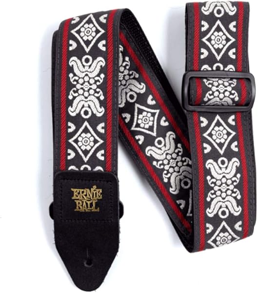 Ernie Ball Jakarlı Gitar Askısı, Blackjack Kırmızı