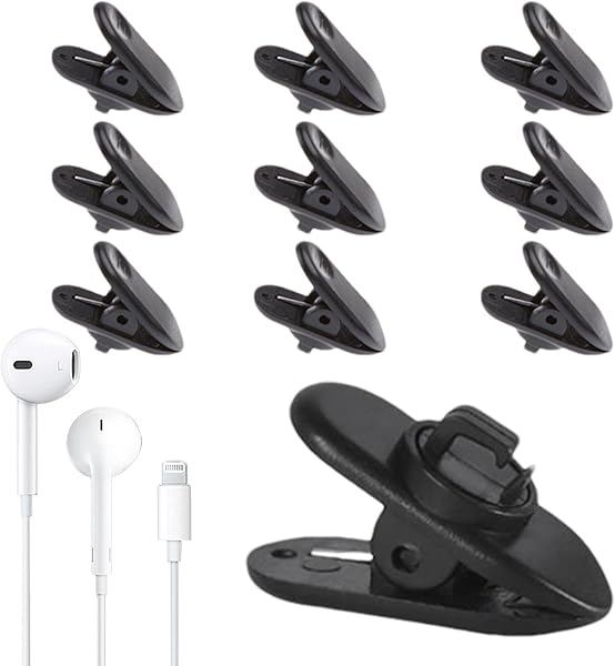 Raxove Kulaklık Kablo Klipsi - 10 adet Kulaklık Kablo Klipsi Tutucu | Kulaklık Kablosu Kelepçe Tutucu | Kulaklık Montajlı Kab