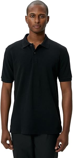 Yakalı Tişört Düğmeli Slim Fit Kısa Kollu