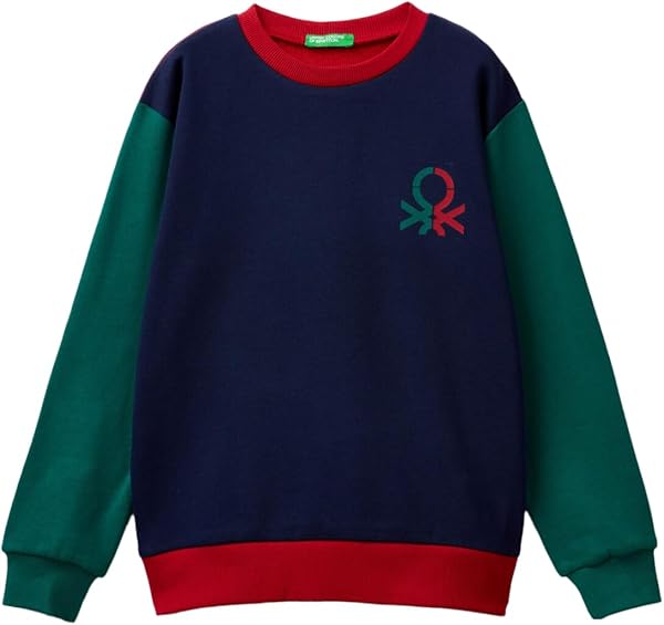 United Colors of Benetton Önü Logo Baskılı Bisiklet Yaka Ribanalı Sweatshirt Sweatshirt Erkek çocuk
