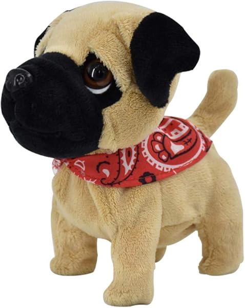 WeOfferWhatYouwant Köpek Pug - Elektronik peluş oyuncak köpek - yürür, kabuk ve sarılmalar. Yaş: 18+ ay