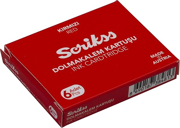 Scrikss Kartuş Dolma Kalem Kartuşu 6'lı Paket Kırmızı