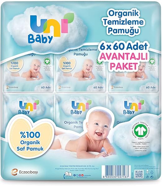Uni Baby Bebek Temizleme Pamuğu 6*60 Adet