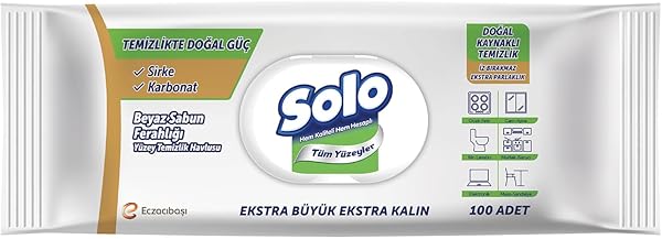 Solo Yüzey Temizleme Mendili Doğal Güç Beyaz Sabun 100 Yaprak