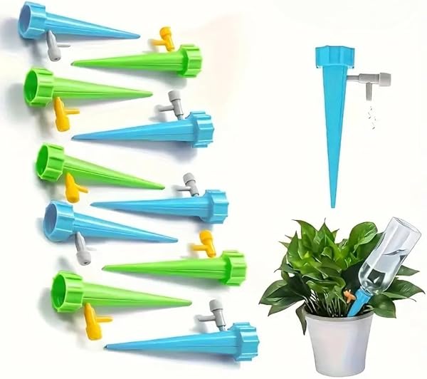 Wiforte 10'lu Set 1,5 Litre (Meşrubat) Şişelere Uyumlu Çiçek Saksı Sulama Aparatı - Ayar Vanalı Otomatik Damlama Sistemi, Pra