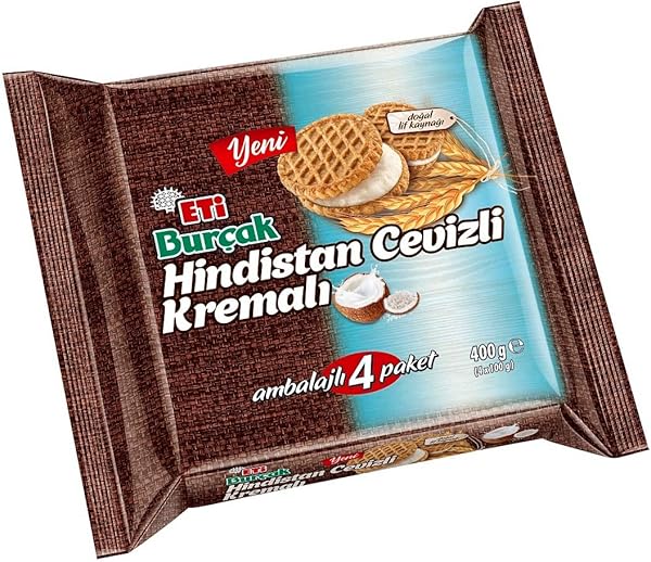 Eti Burçak Hindistan Cevizli Kremalı Bisküvi 4 x 100 g