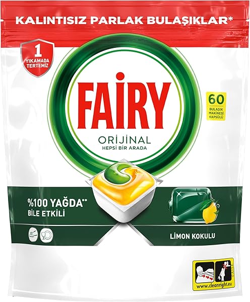 Fairy Hepsi Bir Arada 60 Yıkama Bulaşık Makinesi Deterjanı Kapsülü Limon Kokulu