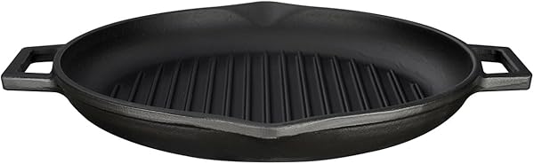 Lava Döküm Yuvarlak Izgara Tava, Metal Kulplu, 30cm, Siyah