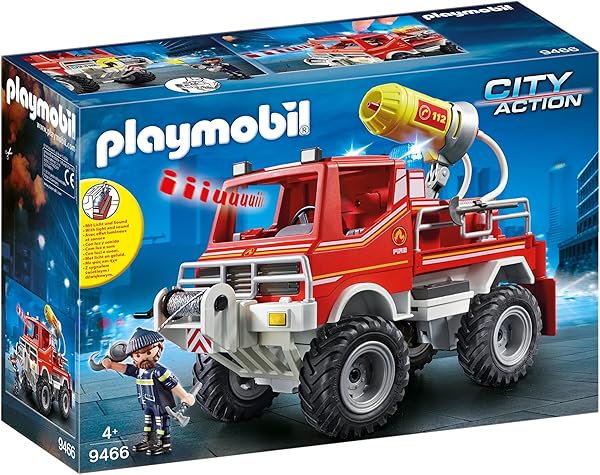 Playmobil 9466 City Action İtfaiye Aracı ve Halatlı Vinç ile Köpük Silahı, Eğlenceli Yaratıcı Rol Yapma, 4 Yaş ve Üzeri Çocuk