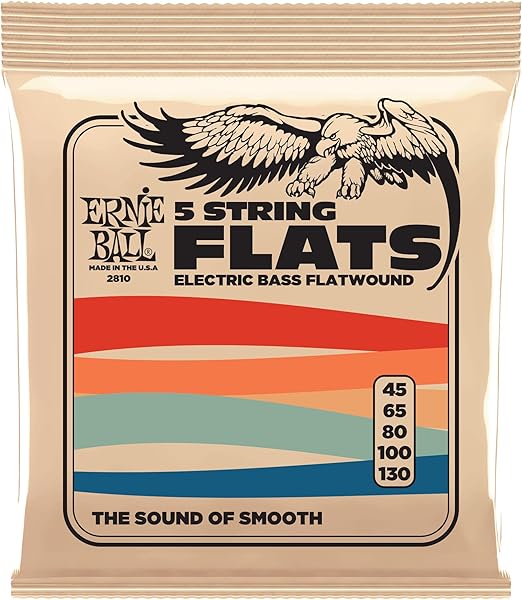 Ernie Ball Flatwound 5 Telli Elektrik Bas Telleri, Ölçü 45-130