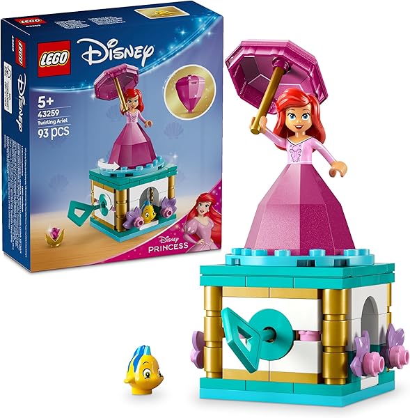 LEGO ǀ Disney Princess Dönen Ariel 43259-5 Yaş ve Üzeri Prenses Seven Çocuklar için Mini Bebek Figürü İçeren Yaratıcı Oyuncak