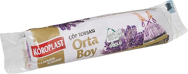 Koroplast Lavanta Kokulu Ekstra Güçlü Büzgülü Orta Boy Çöp Torbası 55 x 60 cm (1 x 15 adet)