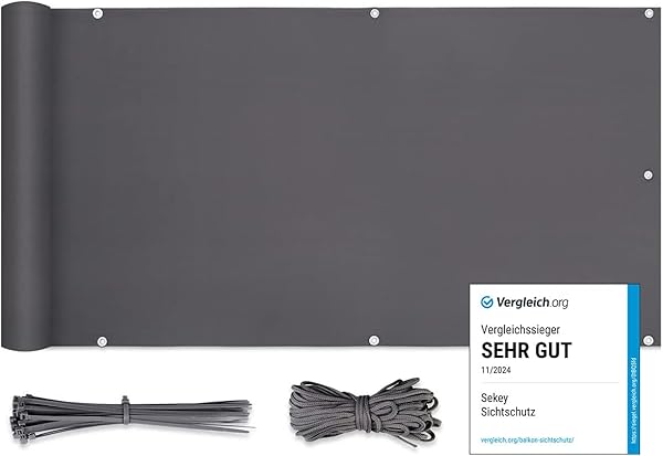 Sekey balkon brandası, balkon kaplaması, ışık geçirmez, rüzgar ve UV koruması, %100 mahremiyet alanı, halkalı, naylon kablo b