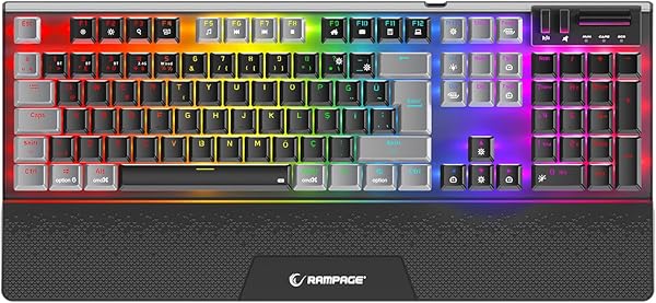 Rampage Carbon Pro 2.4ghz+BT5.0+Type-C Bağlantı Red Switch Rgb Bilek Destekli Mekanik Gaming Oyuncu Klavye Q Tr Hot Swap
