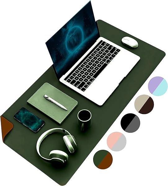 Klasse Çift Renk Dikişli PU Deri Masa Matı 80x40 Cm Mousepad, Su Geçirmez Masa Sümeni, Çift Taraflı Kullanım, Dizüstü Bilgisa