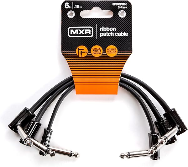 MXR JIM DUNLOP Şerit Yama Kablosu 6 "|15 cm-3 Paket, 1/4-İnç Dik Açı (3PDCPR06)