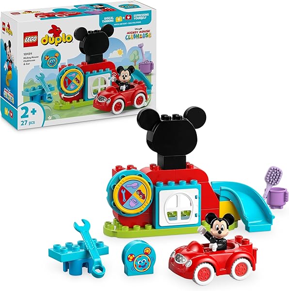 LEGO DUPLO | Disney Mickey Fare’nin Kulüp Evi ve Arabası 10454-2 Yaş ve Üzeri Çocuklar için Eğitici Oyuncak Yapım Seti, Doğum