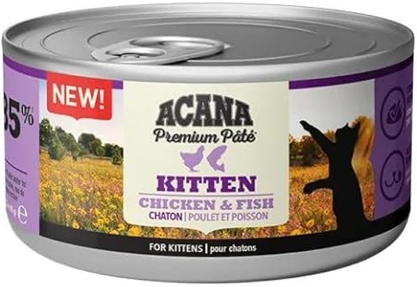 Acana Premium Pate (Ezme) Konserve Yaş Kedi Maması, Tavuklu ve Balıklı, Yavru Kedi, 85 Gr