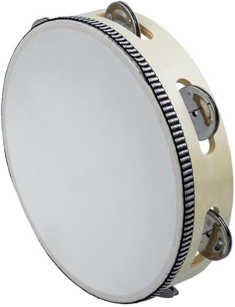 Midex Orf-TF-8A Örf Aletleri Ahşap Zilli Tef Gerçek Deri Vurmalı Çalgı 8 İnç (1 Adet)