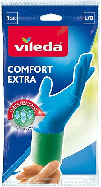 Vileda Comfort & Care Eldiven, %100 Doğal Lateks, L