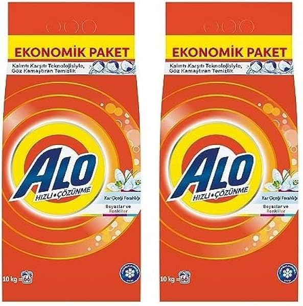 Alo 10 kg Kar Çiçeği Ferahlğı Beyazlar ve Renkliler Hızlı Çözülme Toz Deterjan 2li paket