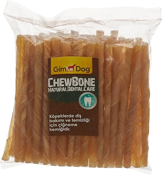 GimDog Mordimi Köpekler İçin Burgu Çubuk Kemik, Çiğneme Kemiği, Naturel, 50'li, 300 g