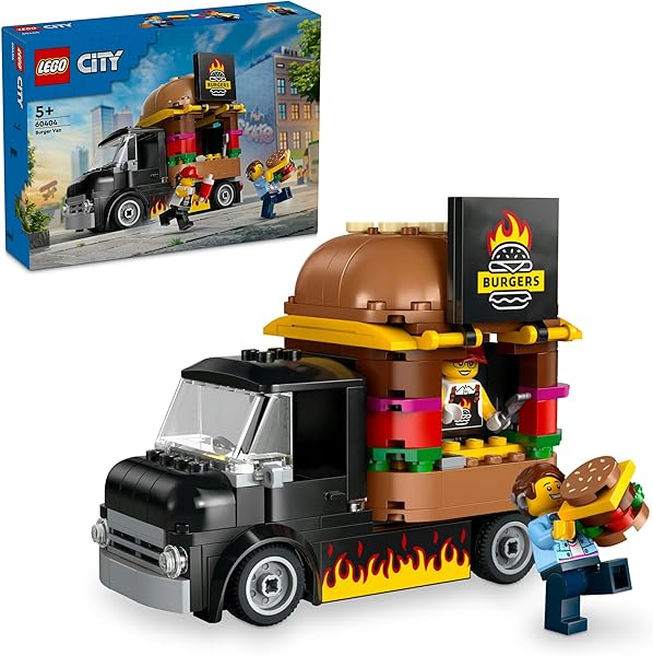 LEGO City Hamburger Kamyonu 60404-5 Yaş ve Üstü Kız ve Erkek Çocuklar için Satıcı Mini Figürü ve Aksesuarlar içeren Araç Yapı