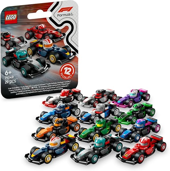 LEGO F1 Koleksiyonluk Yarış Arabaları 71049-6 Yaş Üzeri Kız ve Erkek Çocuklar için Ferrari ve McLaren Dahil 12 Formula 1 Takı