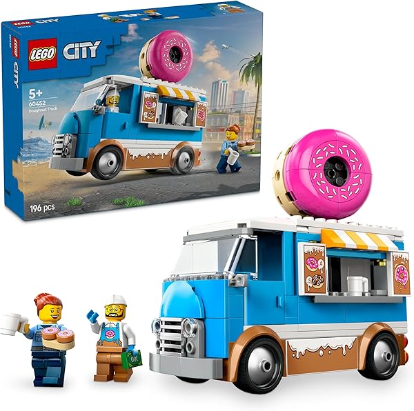 LEGO City Donut Kamyonu 60452-5 Yaş ve Üzeri Çocuklar için Yaratıcı Oyuncak Yapım Seti, Doğum Günü Hediyesi (196 Parça)