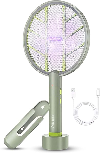 Aspectek İç ve dış mekan kullanımı için 3000 V Elektrikli Fly Swatter, taşınabilir, şarj edilebilir Bug Zapper raketi, gelişt