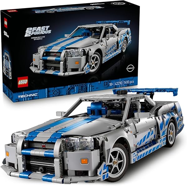 LEGO Technic Daha Hızlı Daha Öfkeli Nissan Skyline GT-R (R34) 42210 - Yetişkinler için Dekoratif Araba Modeli Yapım Seti, Doğ