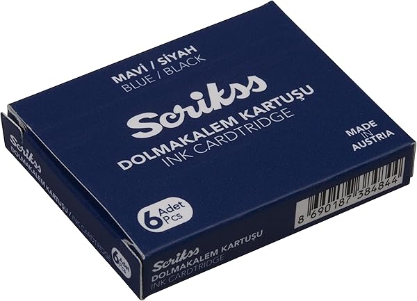 Scrikss Kartuş Dolma Kalem Kartuşu 6'lı Paket Mavi/Siyah