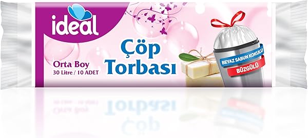 Koroplast İdeal Büzgülü Beyaz Sabun Kokulu Orta Boy Çöp Torbası - 50x60