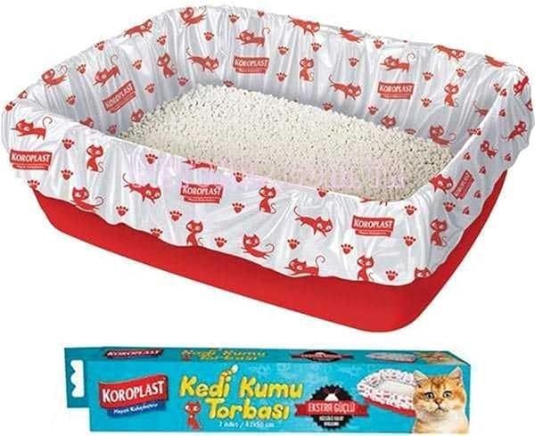 Koroplast Büzgülü Kedi Kumu Poşeti 7'li Set, 82x50 cm Extra Güçlü Büzgülü Kolay Bağlama, Pratik Sızdırmaz Kullan-At Torbası, 