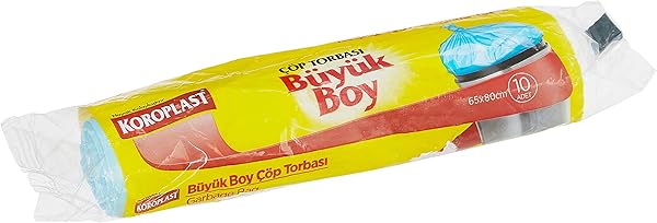 Koroplast Büyük Boy Çöp Poşeti 10'lu 65x80 cm, Sızdırmaz ve Yırtılmaz, Ekonomik Büyük Boy Çöp Torbası, Geri Dönüştürülebilir 