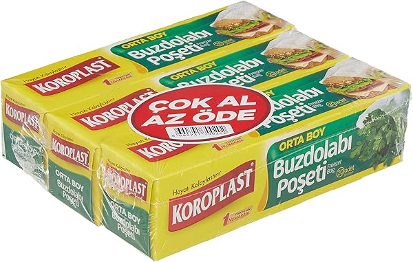 Koroplast 3'lü Çok Al Az Öde Orta Boy 60'lı Buzdolabı Poşeti (3 x 20 Adet)