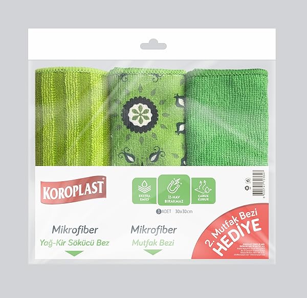Koroplast Mikrofiber Temizlik Bezi 3'lü Eko Paket - 1